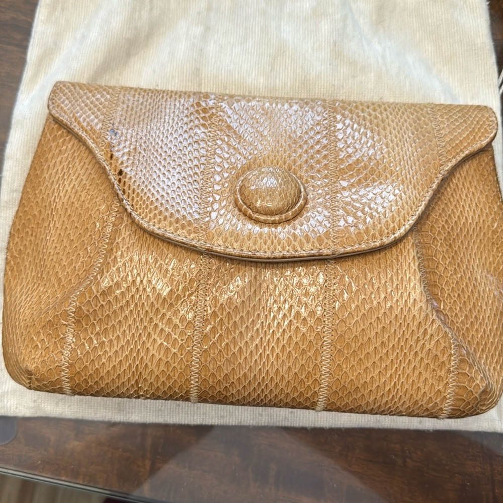 Palizzio Acessories Women's Light Brown Real Snake Skin Bag/Purse